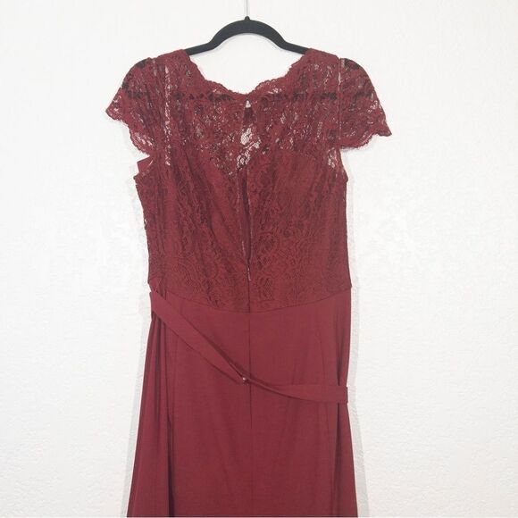 New Jenny Packham Burgundy Lace Top Formal Dress Size 16 - Picture 6 of 10